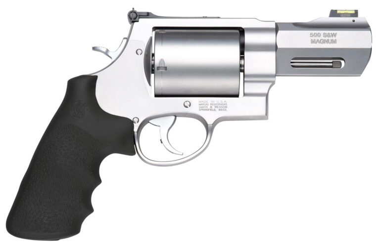 Smith & Wesson 11623 Model 500 Performance Center 500 S&W Mag Stainless Steel 3.50" Barrel, 5rd Unfluted Cylinder & X Frame, Trigger Overtravel Stop, HiViz Fiber Optic Front Sight