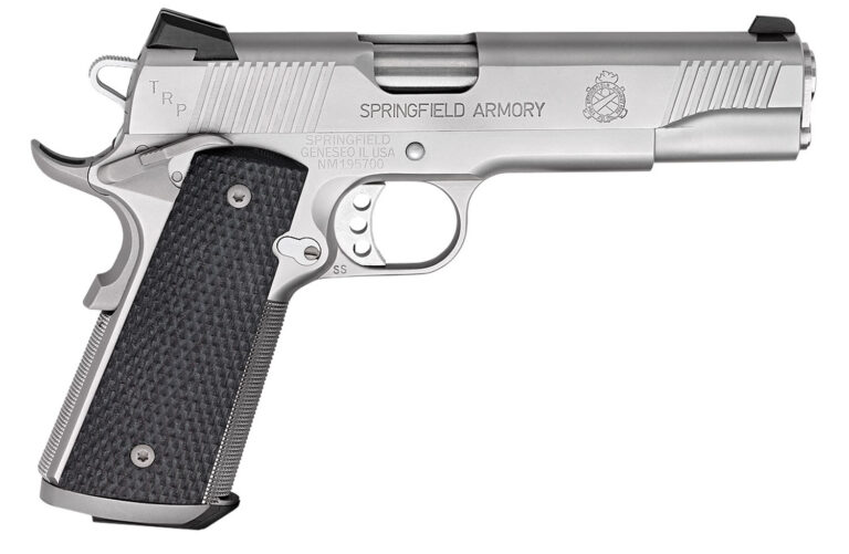Springfield Armory PC9107LCA18 1911 TRP *CA Compliant 45 ACP 7+1, 5" Match Grade Steel Steel Barrel, Serrated Slide & Frame w/Beavertail, Black G10 Grip