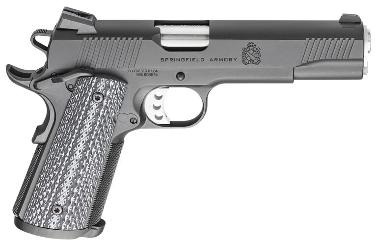 Springfield Armory PC9108LCA18 1911 TRP *CA Compliant 45 ACP 7+1, 5" Match Grade Stainless Steel Barrel, Black Cerakote Serrated Carbon Steel Slide &^ Frame w/Beavertail, Black G10 Grip