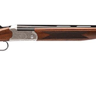 Stevens 22595 555 E Full Size 410 Gauge Break Open 3" 2rd 26" Black Satin Over/Under Vent Rib Barrel, Engraved Satin Silver Aluminum Receiver, Fixed Satin Turkish Walnut Stock, Ambidextrous