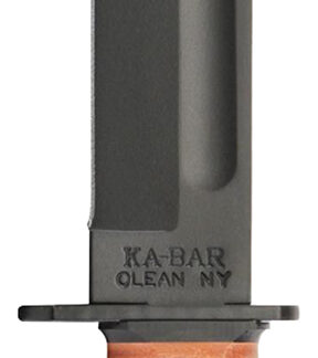 Ka-Bar 1317 Dog's Head Utility Knife 7" Fixed Clip Point Plain Black 1095 Cro-Van Blade, Brown Leather Handle, Includes Sheath