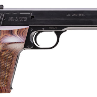 Smith & Wesson 130511 41  Full Size Frame 22 LR 10+1, 5.50" Blued Button Rifled Steel Barrel, Serrated Slide & Frame, Checkered Wood Target Grip