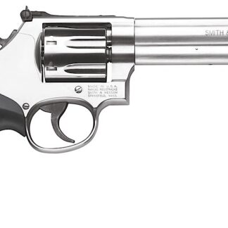 Smith & Wesson 164198 Model 686 Plus 357 Mag or 38 S&W Spl +P  Stainless Steel 6" Barrel & 7rd   Cylinder, Satin Stainless Steel L-Frame, Red Ramp Front/White Outline Rear Sights, Internal Lock