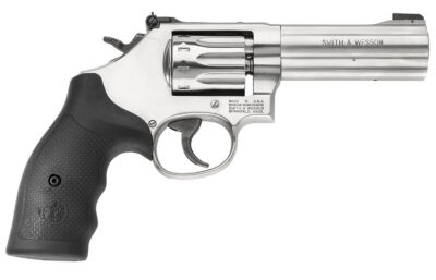 Smith & Wesson 160584 Model 617  22 LR  Stainless Steel 4″ Barrel & 10 Shot Cylinder, Satin Stainless Steel K-Frame, Black Polymer Grip,Internal Lock