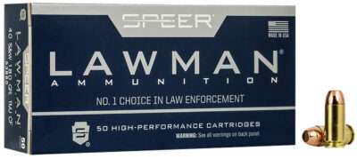 Speer 53880 Lawman Training Clean-Fire 40S&W 180gr Total Metal Jacket Round Nose 50 Per Box/20 Case