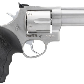 Taurus 2-440049 44  Large 44 Rem Mag 6 Shot 4" Matte Stainless Ported Barrel, Cylinder & Frame, Black Finger Grooved Rubber Grip, Transfer Bar Safety, Exposed Hammer