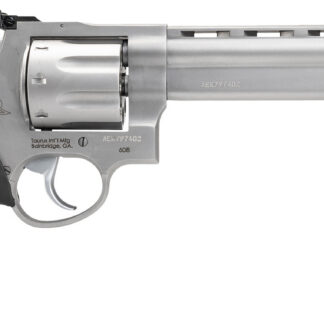 Taurus 2-608069 608  Large 357 Mag/38 Special +P 8 Shot 6.50" Matte Stainless Steel Ported Barrel, Cylinder & Frame, Black Finger Grooved Rubber Grip, Transfer Bar Safety, Exposed Hammer
