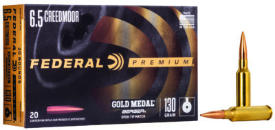 Federal GM65CRDBH130 Premium Gold Medal 6.5Creedmoor 130gr Berger Hybrid Open Tip Match 20 Per Box/10 Case