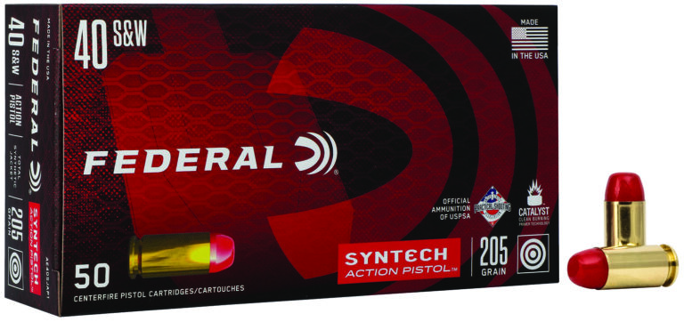 Federal AE40SJAP1 American Eagle Syntech Action Pistol  40S&W 205gr Total Syntech Jacket Flat Nose 50 Per Box/10 Case