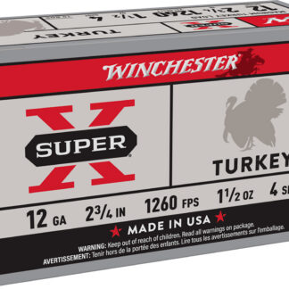 Winchester Ammo X12MT4 Super X Magnum Turkey 12Gauge 2.75" 1 1/2oz Copper Plated 4Shot 10 Box/10 Case