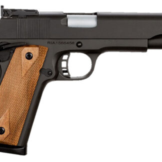 Rock Island 51434 Pro Ultra Match *CA Compliant 45 ACP Caliber with 5" Barrel, 8+1 Capacity, Overall Black Parkerized Finish Steel, Beavertail Frame, Serrated Slide & Checkered Wood Grip