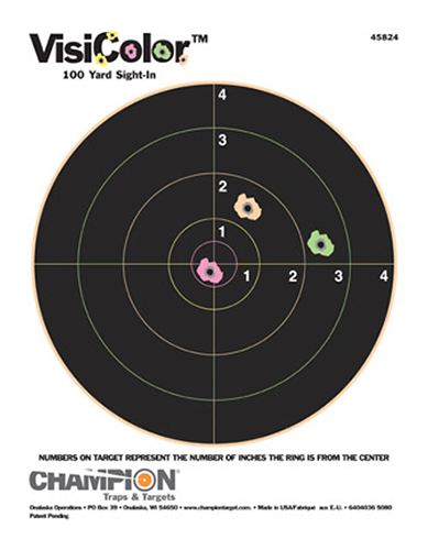 Champion Targets 45824 VisiColor  Bullseye Paper Hanging Pistol/Rifle 8.50″ x 11″ Multi-Color Includes Pasters 10 Pack