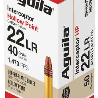 Aguila 1B220321 Interceptor  22LR 40gr Copper Plated Hollow Point 50 Per Box/20 Case