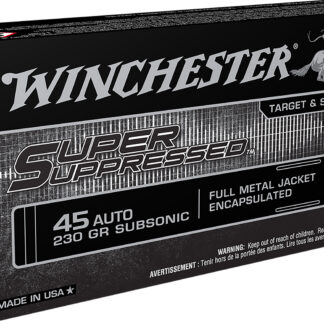 Winchester Ammo SUP45 Super Suppressed  45ACP Subsonic 230gr Encapsulated Full Metal Jacket 50 Per Box/10 Case