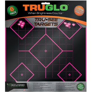 TruGlo TG14P6 Tru-See 5- Diamond Target Self-Adhesive Heavy Paper Black/Pink 12″x12″ 6 Pack