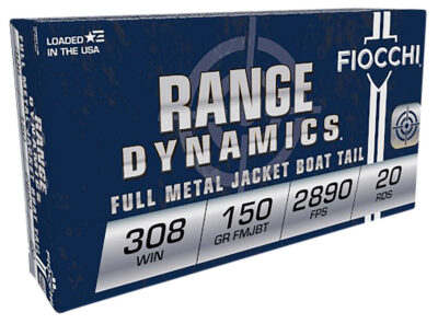 Fiocchi 308A Range Dynamics  308Win 150gr Full Metal Jacket Boat Tail 20 Per Box/10 Case