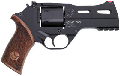 Chiappa Firearms CF340244 Rhino 40SAR 357 Mag 6 Shot 4″ Black Anodized Steel Barrel, Blued Steel Cylinder, Black Anodized Aluminum Frame & Barrel Shroud, Picatinny Accessory Rail, Walnut Grip