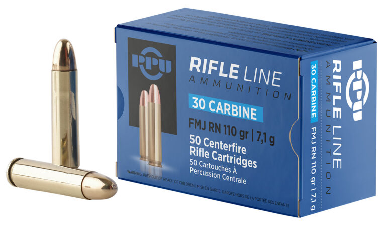 PPU PP30F Standard Rifle  30Carbine 110gr Full Metal Jacket Round Nose 50 Per Box/10 Case