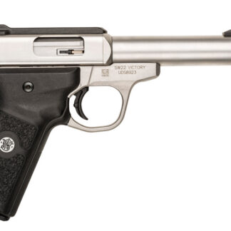Smith & Wesson 10201 SW22 Victory Full Size Frame 22 LR 10+1, 5.50" Satin Stainless Steel Threaded Barrel, Slide & Frame, Black Textured Grip, Thumb Safety