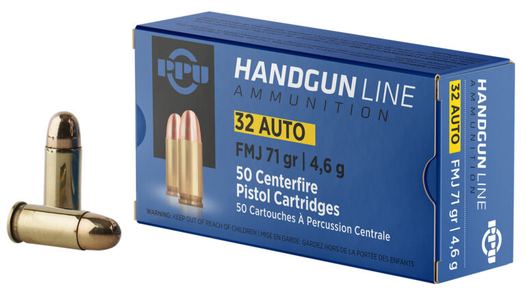 PPU PPH32AF Handgun 32 ACP 71 gr Full Metal Jacket 50 Per Box/ 20 Case