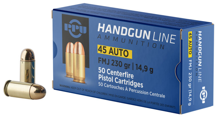 PPU PPH45F Handgun  45ACP 230gr Full Metal Jacket 50 Per Box/10 Case