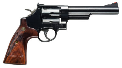 Smith & Wesson 150481 Model 57 Classic 41 Rem Mag Blued Carbon Steel 6″ Barrel, 6rd Cylinder & N-Frame, Checkered Square Butt Walnut Grip, Color Case Wide Spur Hammer