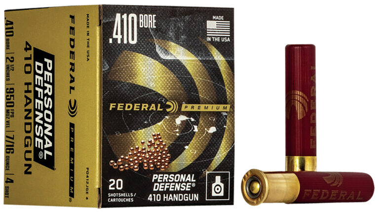 PREMIUM PERSONAL DEFENSE 410 BORE 2-3/4'' #4 SHOT SHOTGUN AMMO PREMIUM PERSONAL DEF 410 BORE 2-3/4'' 7/16OZ #4 SHOT 20/BOX