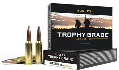 Nosler 60062 Trophy Grade  300RemSAUM 180gr Nosler Spitzer Partition 20 Per Box/10 Case