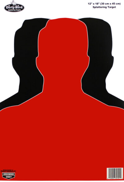 Birchwood Casey 35701 Dirty Bird  Silhouette Tagboard Hanging Pistol 12″ x 18″ Black/Red White Impact Splatter 100 Per Pkg