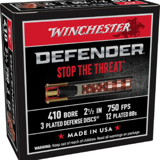 DEFENDER 410 BORE 2-1/2''/3'' SHOTGUN AMMO DEFENDER 410 BORE 2-1/2'' 3 DISC PROJECTILES #12 BB'S 10/BOX