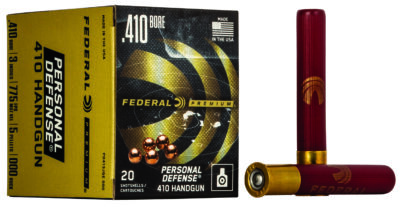 PREMIUM PERSONAL DEFENSE 410 BORE 3” #000 BUCKSHOT SHOTGUN AMMO PREMIUM PERSONAL DEF 410 BORE 3” 5-PELLET #000 BUCK 20/BOX