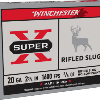 SUPER-X 20 GAUGE 2-3/4'' RIFLED SLUG SHOTGUN AMMO SUPER-X 20 GAUGE 2-3/4'' 3/4OZ RIFLED SLUG 5/BOX