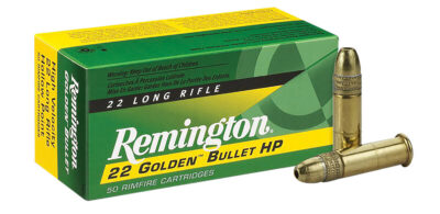 Remington Ammunition 21008 Golden Bullet Rimfire 22LR 36gr Plated Hollow Point 50 Per Box/100 Case