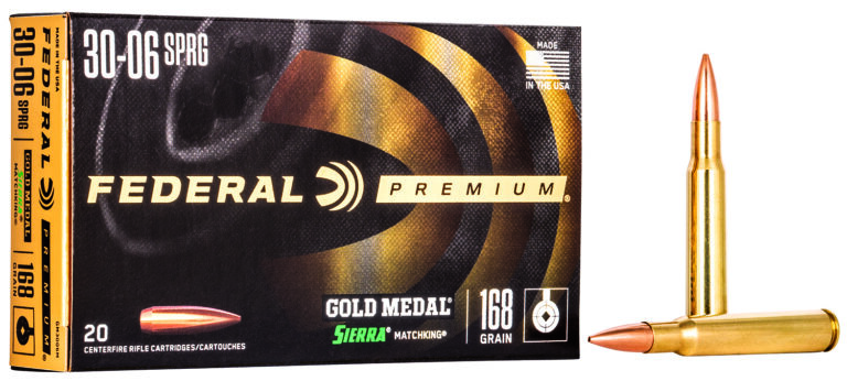 Federal GM3006M Premium Gold Medal 30-06Springfield 168gr Sierra MatchKing BTHP 20 Per Box/10 Case