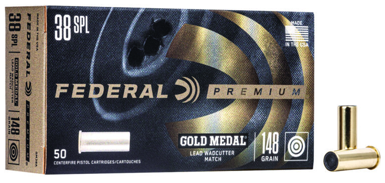 Federal GM38A Premium Gold Medal 38Special 148gr Lead Wadcutter 50 Per Box/20 Case