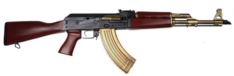 ZASTAVA ZPAPM70 AK RIFLE SERBIAN RED FURNITURE CERAKOTED GOLD BARRELTRIGGER AND MAGAZINE 16.5IN CHROME LINED BARREL 1.5MM RECEIVER BULDGED TRUNNION 30RD ZR7762CBG