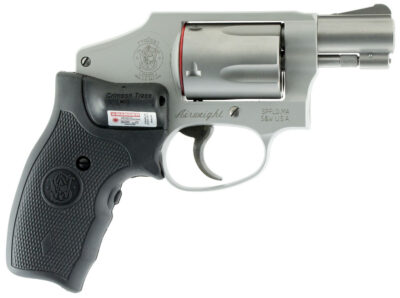 Smith & Wesson 150972 Model 642 w/Laser *CA Compliant J-Frame 38 Special +P 5 Shot 1.88″ Stainless Steel Barrel, Stainless Cylinder, Stainless Aluminum Frame, Crimson Trace Lasergrip, Concealed Hammer