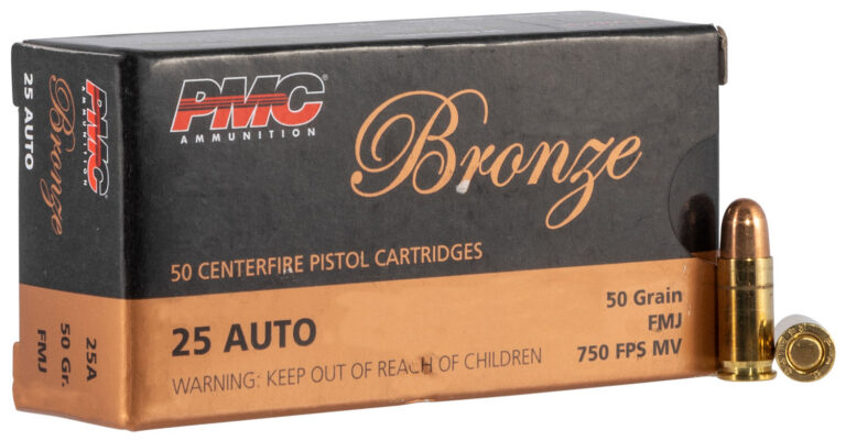 PMC BRONZE .25 ACP HANDGUN AMMUNITION BRONZE 25 AUTO 50GR FULL METAL JACKET 50/BOX