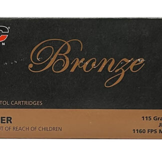 BRONZE 9MM LUGER HANDGUN AMMO 9MM LUGER 115GR JACKETED HOLLOW POINT 50/BOX