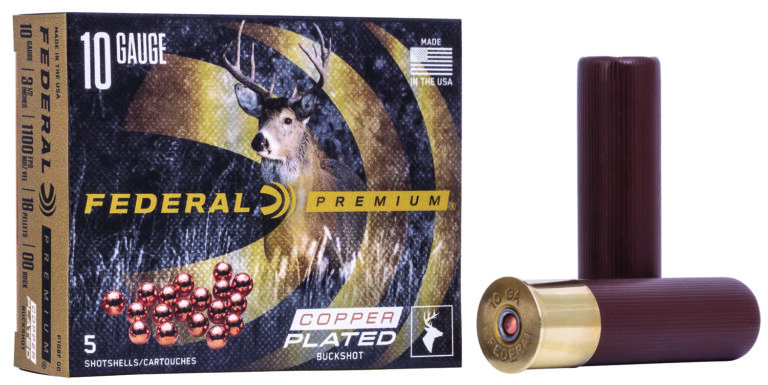 Federal P108F00 Premium Buckshot 10Gauge 3.50" 18Pellets 2 1/4oz 00BuckShot 5 Per Box/50 Case