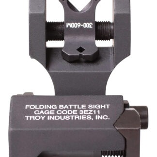 Troy Ind SSIGFBSTTBT00 Tritium Rear Folding BattleSight Round  Black Hardcoat Anodized Folding for AR-15