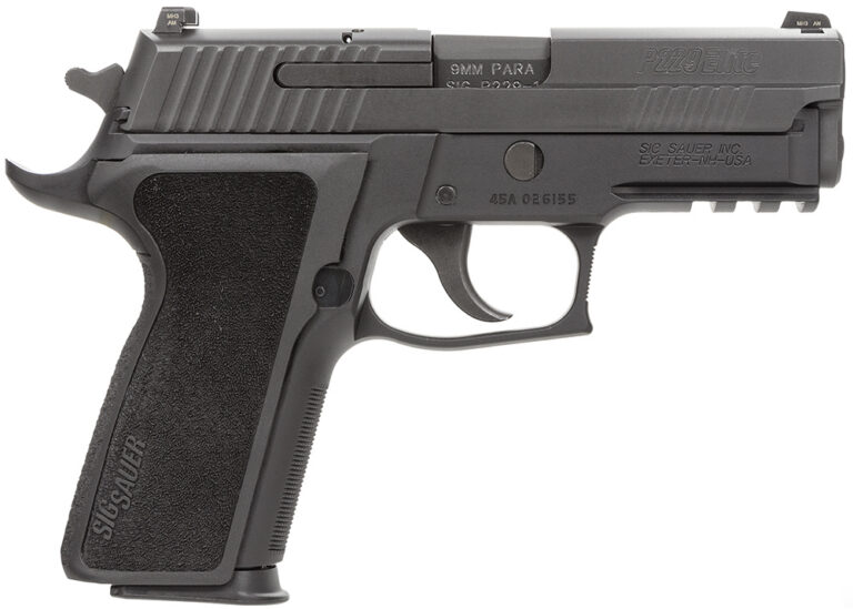 Sig Sauer 229R9ESECA P229 Compact Enhanced Elite *CA Compliant 9mm Luger Caliber with 3.90" Barrel, 10+1 Capacity, Black Hardcoat Anodized Finish Aluminum Picatinny Rail Frame, Serrated Black Nitron Stainless Steel Slide & Black 1-Piece Ergo Grip