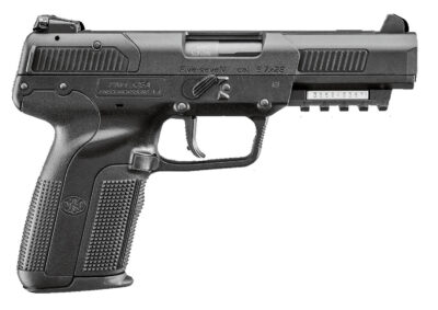 FN 3868929302 Five-seveN *CA Compliant Full Size Frame 5.7x28mm 10+1 4.80″ Black Stainless Steel Barrel, Black Serrated Steel Slide, Matte Black Polymer Frame w/Picatinny Rail, Black Textured Polymer Grip, Ambidextrous