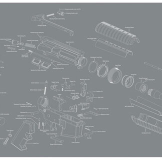Wheeler 156824 AR-15 Maintenance Mat Delta Gray/White Neoprene Top w/Rubber Back 20"x47" AR-15 Parts Diagram