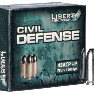 Liberty Ammunition LACD45013 Civil Defense  45ACP+P 78gr Lead Free Fragmenting Hollow Point 20 Per Box/50 Case