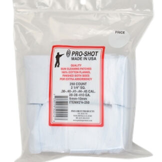 Pro-Shot 214250 Cleaning Patches  .38 - .45 Cal/ .410 / 20 Gauge 2.25" Square Cotton Flannel 250 Pack