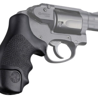 Hogue 60020 OverMolded Tamer  Cobblestone Black Rubber with Finger Grooves for S&W J Frame Centennial with Round Butt, Bodyguard