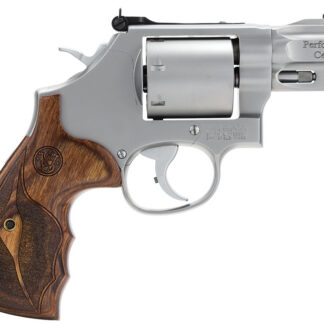 Smith & Wesson 170346 Performance Center Model 686 38 S&W Spl +P, 357 Mag 7rd 2.50" Stainless Steel Barrel, Unfluted Cylinder, Matte Silver Stainless Steel Frame with Wood Grip Includes Moon Clips