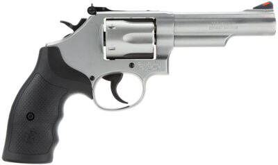 Smith & Wesson 162662 Model 66  357 Mag or 38 S&W Spl +P Stainless Steel 4.25″ Barrel, 6 Shot Matte Stainless Steel K-Frame, Red Ramp Front/White Outline Rear Sights, Internal Lock
