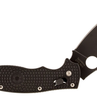 Spyderco C101PBBK2 Manix 2 Lightweight 3.37" Folding Drop Point Plain Black DLC BD1 Steel Blade Black FRCP Handle Includes Pocket Clip